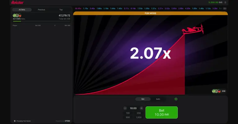 Aviator demo mode
